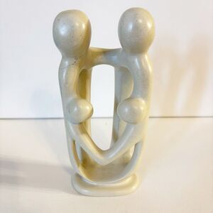 Family Abstract Soap Stone Art Sculpture 8” Hand Crafted Figurine